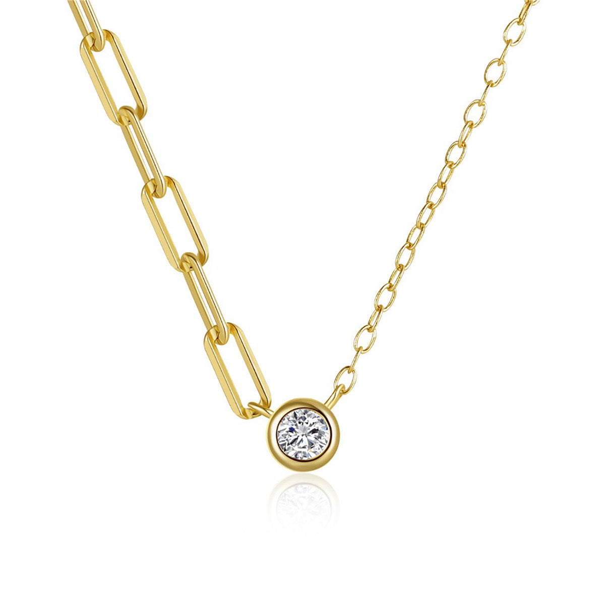 „Vergoldete Halskette im Two-Chain-Design mit funkelndem Zirkonia-Anhänger“