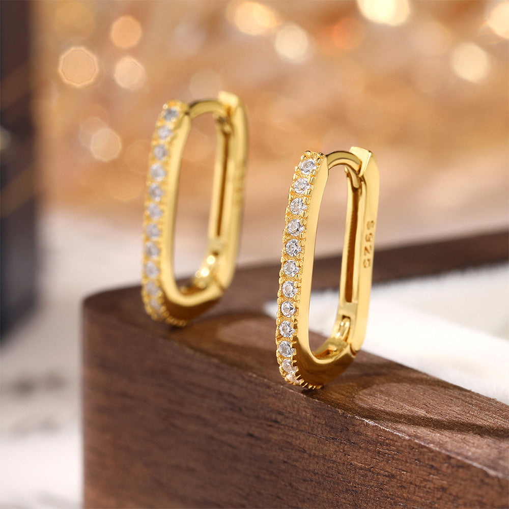 Elegante U-Form Damen Ohrringe aus 925 Silber mit Zirkon