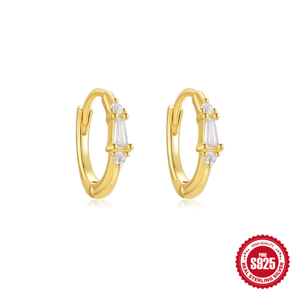 925 Sterling Silber Geometrische Zirkon Ohrringe – Vergoldet