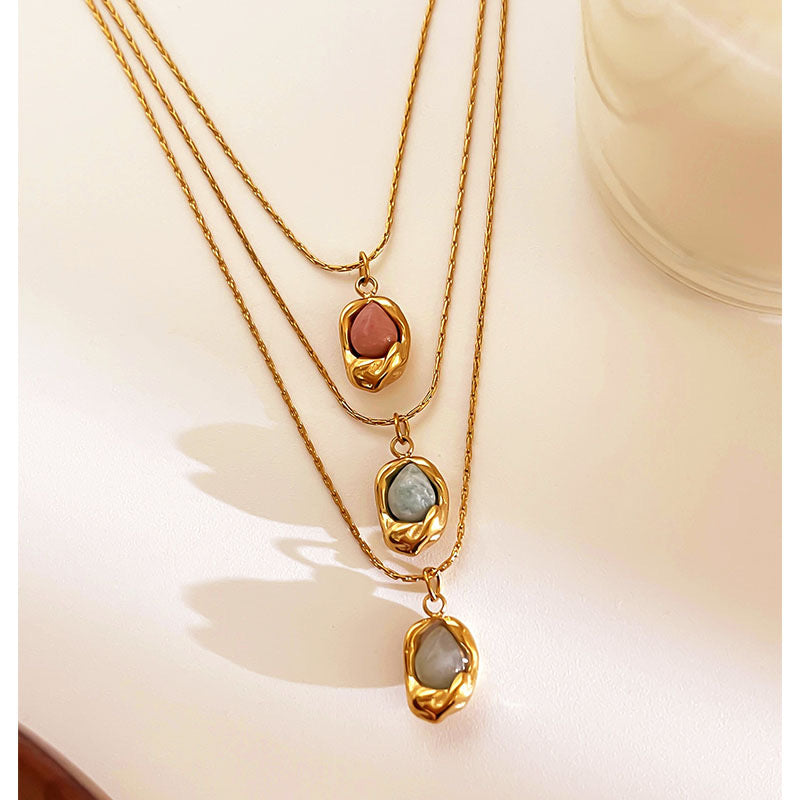 Vergoldete Kette mit Perlenanhänger(violett)